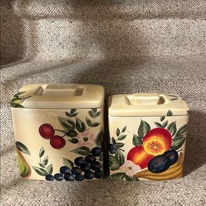 Dario Farrucci Designs Hand Crafted & Painted Fruit-Themed Ceramic 2 Canisters